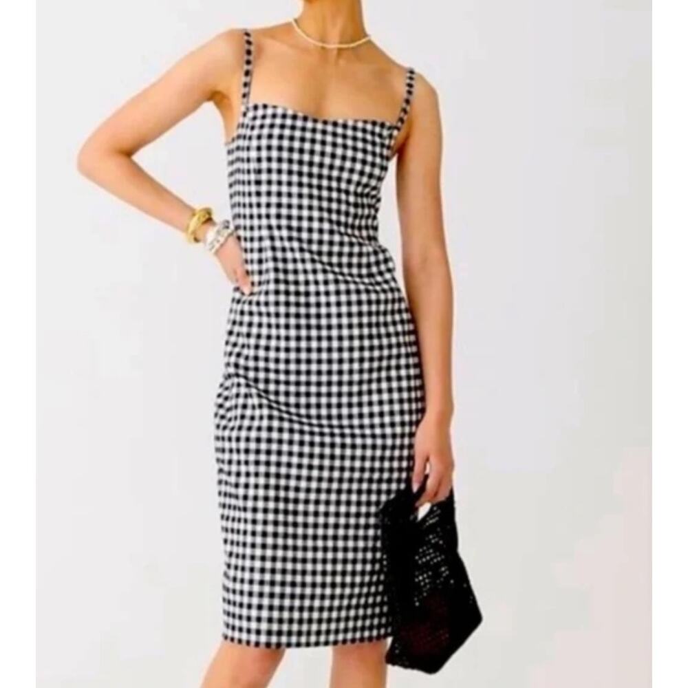 J. Crew Black and White Gingham Mini Dress